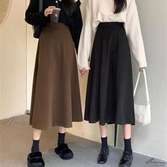 Elluis - Womens High-Waisted Long Skirt: Sophisticated Pencil Midi Skirt featuring a Flared Hem Long Umbrella, Pencil Midi Skirt, Half Skirt, Medium Long, Types Of Skirts, A Line Skirt, Long Skirt, Tao, A Line Skirts