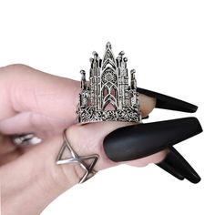 New Gothic Gun Metal Silver Adjustable Size Church Ring. Cb159 #Rings #Jewelry #Gothic #Punk #Accessories Men Women Unisex Castle Unique Whimsical Gothic Whimsigoth Antique Vintage Goth Wedding Rings, Goth Wedding Ring, Whimsical Gothic, Cathedral Ring, Gothic Cathedral, Jewelry Gothic, Punk Accessories, Goth Wedding, Gothic Rings