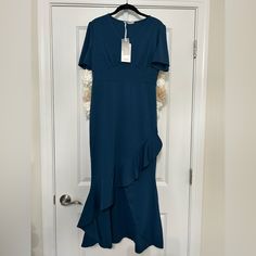 Nwt Grace Karin Dresss, Size Medium. Gorgeous Blue, Short Sleeves, Ruffle Detail In Front. Shorter In Front. Perfect Condition, Never Worn. Smoke Free Home. Vintage Pencil Dress, Floral Print Chiffon Dress, Light Green Dress, Evening Wear Dresses, White Bodycon, White Bodycon Dress, Floral Print Chiffon, Sleeveless Short Dress, White Polka Dot Dress