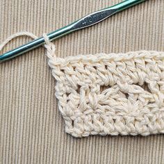 the crochet stitch is being worked on