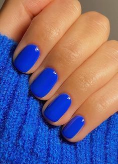 30 Summer Nail Colors to Try This Year | The Everygirl Bright Blue Nails, Nail Art Paillette, Blue Gel Nails, Royal Blue Nails, Orange Nail Designs, Nail Art Pictures, Different Nail Designs, Red Nail Designs, Blue Nail Designs