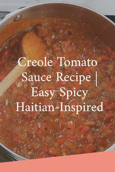 fire-roasted tomato base sauce in a sauce pan with chunky small diced vegetables. Haitian Seasoning Recipe, Haitian Food Recipes Haiti, Polynesian Recipes, Haitian Recipes, Creole Food, Pasta Seafood, Creole Cooking, Cajun Dishes, Homemade Sauce Recipes