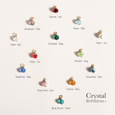 One crystal birthstone charm (12+1 colors). Sold separately as a single piece. *Please note that this charm might not attach directly to your earrings, necklaces or bracelets due to the hoop size. To add a birthstone charm to your personalized jewelry, please use the "Start Personalisation" bar on the product page. For more details, including measurements and images, kindly refer to the product description. Material Cubic Zirconia | 14 Karat Gold Filled | 925 Sterling silver. Nickel free Quantit Birthstone Gems, Travel Necklace, Opal Birthstone, Celestial Necklace, Piercing Ring, Solid Gold Earrings, Disc Necklace, Floral Necklace, Pet Necklace