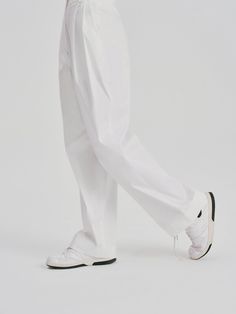 Details: Clean and pure white wide leg pants High-waisted straight-leg shape Pleated waist for a strong sense of layering Side slash pockets Loose hem, floor-length pants Materials & Care: Viscose 39.9%, Nylon 30.2%, Cotton 25.5%, Spandex 4.4% Hand wash | Dry clean Do not bleach Size & Fit: Model is 5'7", Bust 32, Waist 24, Hips 35, wearing a size S Item #: WM2PA17 White Bottoms With Straight Hem For Summer, Modern White Wide Leg Pants For Work, White Full-length Wide Leg Pants With Pockets, White High-waisted Wide Leg Pants, Modern White High-waisted Wide Leg Pants, Modern White Trousers, White High-waisted Cotton Wide Leg Pants, White High-waisted Wide Leg Cotton Pants, White Relaxed Fit Wide Leg Pants For Work