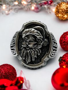 Santa Claus Silver Ring, Christmas Soul Gift Oxidized Silver Ring, Silver Ring, Christmas Gift Silver Ring, Believe Ring Oxidized Silver Rings, Oxidized Silver, Ring Silver, Rings Statement, Santa Claus, Statement Rings, Silver Ring, Beauty Book, Christmas Gift