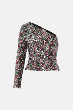 Style: TopFabric: SequinLength: RegularNeckline: One ShoulderSleeve Length: Long Sleeve One Sleeve Top, Oasis Fashion, Top Collection, Quick Delivery, Oasis, Sequin, Sleeve Top, Buy Online, Shop Now