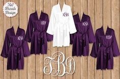 the bride and groom's robes are shown with their monogrammed initials