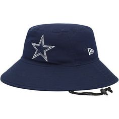 Showcase your unwavering Dallas Cowboys fandom by wearing this Main bucket hat from New Era. The relaxed fit helps keep you comfy while the classic wider brim protects you from harsh UV rays. Embroidered team graphics on the front are perfect for representing the Dallas Cowboys any day of the week. Wipe clean with a damp cloth Officially licensed Four embroidered eyelets Chin strap with toggle closure Imported Brand: New Era Embroidered graphics with raised details Material: 100% Cotton Dallas Cowboys Hats, New Era 9twenty, Bucket Hat White, New Era Hats, Bucket Hat Black, Nfl Dallas Cowboys, Ralph Lauren Style, Day Of The Week, Metallic Logo