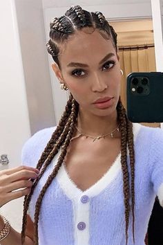 4 Plaits Hairstyles, Color 4 Braids, Braids With Highlights, 4 Braids Hairstyle, 4 Braids, Butterfly Locs, Pin Search, Plaits Hairstyles, Braided Cornrow Hairstyles