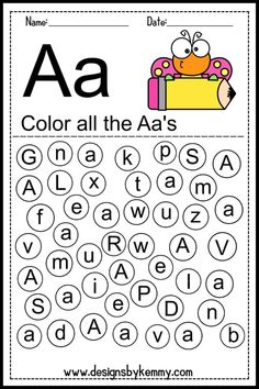 the letter a worksheet for children to practice their handwriting and writing skills, including letters