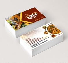 two business cards designed to look like food