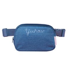 The personalized fanny pack of your dreams. This hands-free accessory has plenty of room for all of your necessities. Phone, wallets, lip balm, keys and more. Made from durable canvas with a cotton strap. Fanny packs are for everyone, which is why we’re offering optional extenders. To get extender, choose option "with extender" Denim bag with cotton strap Fanny pack waist 49" \ Extender adds 10" making it 59" Wash instructions- wash on gentle and lay to dry Personalized items take 2 weeks to shi Functional School Belt Bag With Zipper Pouch, Denim Bag, Hands Free, Fanny Pack, Lip Balm, For Everyone, Wallets, The Balm, Personalized Items