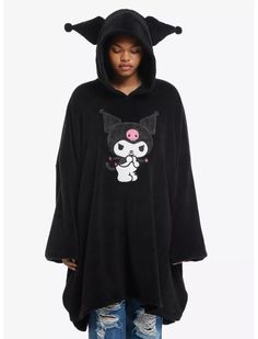 Kuromi Plush Oversized Hoodie Halloween Kuromi, Kuromi Outfit, Kuromi Plush, Girls Loungewear, Feminine Clothes, Blanket Coat, Blanket Hoodie, Classic Cardigan, Oversized Hoodie