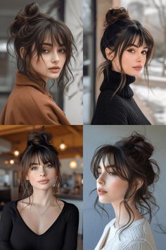 8 Stunning Updo Hairstyles with Bangs to Elevate Your Look #hair #cut #ideas Wedding Guest Hairstyles, Messy Hair, Asian Hair, Korean Hairstyle, Hair Day, Hair Updos, Hairstyles With Bangs, Fall Hair