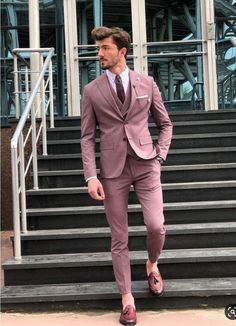 Pink Suit Men, Suits For Guys, Suit For Men Wedding, Prom Suits For Men, Stylish Mens Suits, Blazer Outfits Men, Slim Fit Suit Men, Dress Suits For Men