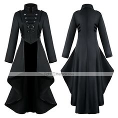 Retro Vintage Punk & Gothic Medieval Steampunk 17th Century Coat Masquerade Tuxedo Trench Coat Outerwear Vampire Plague Doctor Women's Formal Style Vintage Style Solid Colored Christmas Party 2024 - $49.99 Fitted Gothic Costume For Fall, Gothic Black Costume For Winter, Black Gothic Costume For Winter, Steampunk Outerwear For Halloween Cosplay, Medieval Long Sleeve Outerwear For Alternative Fashion, Steampunk Costume For Cosplay In Fall, Steampunk Outerwear For Halloween Costume Party, Steampunk Costumes For Costume Party In Fall, Vampire Style Outerwear For Halloween Larp