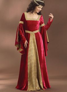 Butterick 4571 Medieval Flared Floor-Length Gown Costume Sewing Pattern (Two Sizes: 6-8-10-12 / 14-1