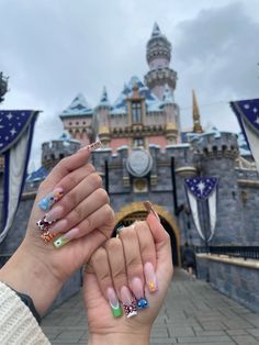 Disney Nails Long Acrylic, Disney Nail Ideas Acrylic, Long Disney Nails, Disney Vacation Nails, Disney Nail Designs Princesses, Disneyland Nails Designs, Disney World Nails, Toy Story Nails, Disney Themed Nails