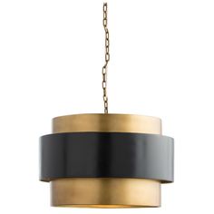 a black and gold chandelier hanging from a chain