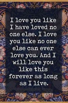 a quote on love that reads i love you like i have loved no one else