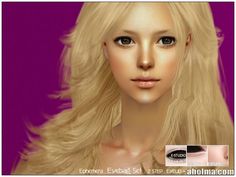 an animated image of a blonde woman with long hair and blue eyes is featured in the ad