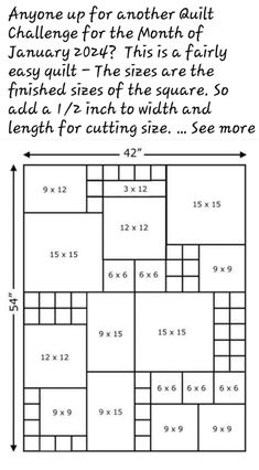 a diagram showing the size and width of an area for quilts to be made