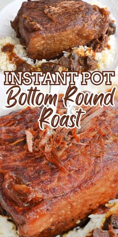 instant pot bottom round roast on a white plate