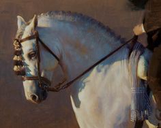 a painting of a man riding on the back of a white horse