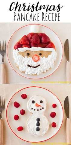 a plate with some food on it and the words christmas pancake recipe