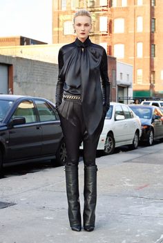 Givenchy Pre-Fall 2012 Collection Photos - Vogue Fold Over Boots Outfit, Caroline Trentini, Glitter Shorts, Magazine Vogue, Mario Testino, All Black Looks