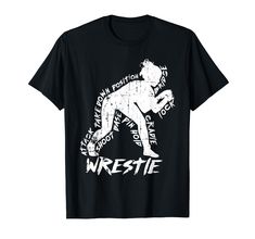 a wrestling t - shirt with the words wrestle in white lettering on it's chest