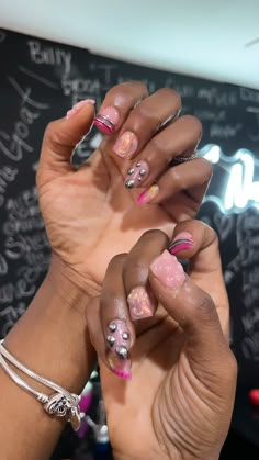 Different Design On Each Nail, Junk Nails Short, Edgy Nails, Simple Acrylic Nails, Dope Nail Designs