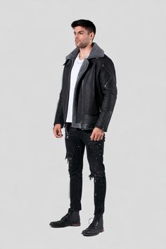 MODEL SIZE -L-Height 1,92 CM / Weight 85 KGCHEST - 115cm / WAIST 85cm / BOTTOM 105cm Description Merino a grade sheepskin, zip closure, smooth outlook and design on the bottom gives a perfectly dashing outlook that you can enjoy with darko men’s leather shearling. - Handcrafted premium shearling jacket- Merino A grade sheepskin- Fitting Perfect- YKK Zipper And Accessories- Color options available Please contact via email for color and minor customization * Black Shearling Leather Jacket With Zipper, Black Shearling Leather Jacket With Zipper Closure, Black Winter Outerwear With Side Zipper, Black Outerwear With Side Zipper For Winter, Shearling Leather Jacket With Long Sleeves And Zipper Closure, Winter Shearling Leather Jacket With Zip Fly, Shearling Leather Jacket With Zip Fly For Fall, Shearling Biker Jacket With Zipper Closure, Shearling Biker Jacket With Long Sleeves