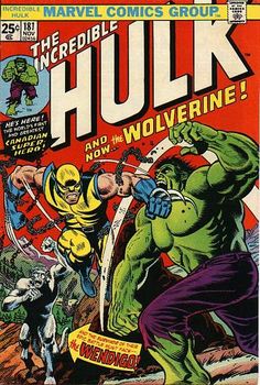 the incredible hulk and wolverine comic cover is on display in a glass case with black frame