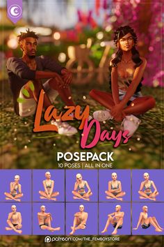 the lazy days pose pack is available for all ages to use in photoshopped