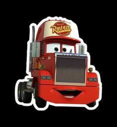 the character mater from cars is shown in this sticker, which has been designed to look like a truck