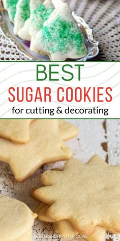 various shapes of sugar cookies with frosting and  decoration with Pinterest overlay. Christmas Cookie Dough Recipe, Cut Out Cookie Dough, Christmas Sugar Cookie Dough, Sugar Cookie Cut Out Recipe, Cookie Cut Out Recipe, Crispy Sugar Cookie Recipe, Sugar Cookie Cutout Recipe, Rolled Sugar Cookie Dough