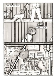 a comic strip with two dogs in jail