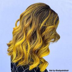 Yellow Hair Dye, Manic Panic Hair Color, Dramatic Hair Colors, Manic Panic Hair, Yellow Hair Color, Yellow Highlights, Gel Hair, Short Hair Up, Hair Details