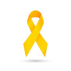 a yellow ribbon is shown on a white background with the shadow of an orange ribbon