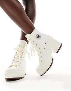 Converse Chuck Taylor 70s Hi Deluxe heeled sneakers in white | ASOS Converse Heels White, White Sporty Sneakers With Front Lace-up, White High Heel Platform Sneakers For Streetwear, White Sporty Lace-up Sneakers, Plat Form Converse, White Low-top Boots For Streetwear, White Sporty High-top Sneakers With Lace-up Fastening, White High-top Sneakers With Lace-up Fastening, White High-top Sneakers With Lace-up Fastening For Streetwear