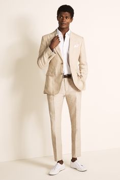 Linen Suits For Men, Prom Suits For Men, Cream Suit, Moss Bros, Tan Suit, Mens Lightweight Jacket, Suits Prom, Beige Suits, Wedding Suits Groom