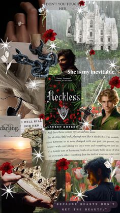 a collage of photos with the words reckless on them and images of people holding flowers