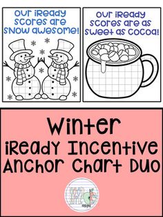 an activity book with two pictures of winter themed items and the words,'winter ready incentive anchor chart duo '