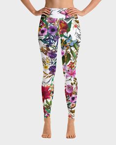 Bloom Floral Butterfly Leggings Step into a garden paradise with these luxe floral leggings that feature lush plants and floating butterflies against a crisp white or vintage black backdrop. Buttery super soft yoga leggings with an all over floral print. Go for it in style with these on-trend, designer leggings with a figure-flattering fit. Pair with our Bloom Floral Sports bra to complete the look. Fitted Floral Print Leggings For Spring, Spring Floral Print Yoga Activewear, Casual Floral Print Yoga Activewear, Spring Floral Print Yoga Bottoms, Spring Floral Print Stretch Leggings, Spring Yoga Bottoms With Floral Print, Floral Print Yoga Bottoms For Spring, Spring Floral Print Fitted Activewear, Spring Fitted Floral Print Activewear