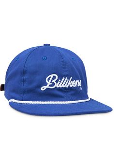 This Saint Louis Billikens Blue Adjustable Hat features a front embroidered team name and logo on a structured crown with flat visor, contrast rope detail and leather strap closure. Sandlot Goods Rope Flatbill Cap, Front embroidered team logo, Front rope detail on crown, Team color undervisor, Leather strap closure, Cotton, Wipe clean with cloth or cleaning kit, 4 Collegiate Cotton Hat With Flat Brim, Collegiate Cotton Flat Brim Hat, Collegiate Style Cotton Hat With Flat Brim, Blue Cotton Snapback Hat With Embroidered Logo, Adjustable Blue Snapback Hat For Game Day, Adjustable Blue Baseball Cap For College, Casual Team-colored Six-panel Snapback Hat, Adjustable Team-colored Casual Hats, Casual Adjustable Team-colored Hats