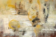 an abstract painting with yellow and white colors