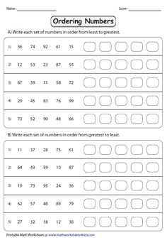 the worksheet for ordering numbers to be written in order from greatest to least