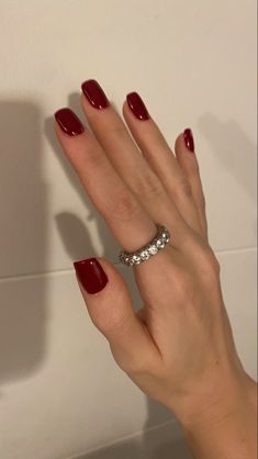 Short Classy Nails, Short Red Nails, Casual Nails, Classic Nails, Elegant Nails, Classy Nails, Pretty Acrylic Nails, Short Acrylic Nails, 가을 패션