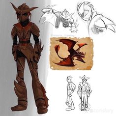 the concept art for an animated character is shown